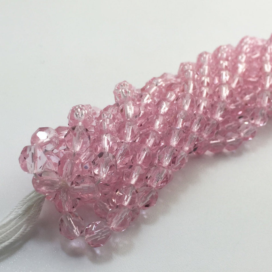 Translucent Pink Faceted Glass Czech Beads 6mm (30) czh032C