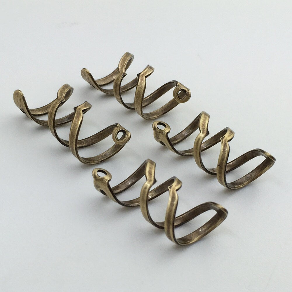 Brass Ox Open Spiral Twist Drop Charm 24x10mm (4) mtl370B