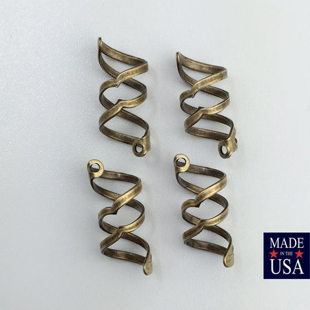 Brass Ox Open Spiral Twist Drop Charm 24x10mm (4) mtl370B