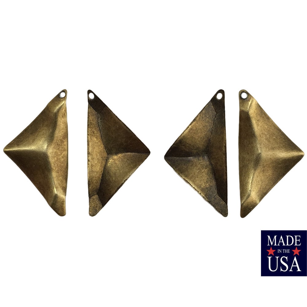 1 Hole Brass Ox Left + Right Crinkle Triangle Pendant Findings 25x12 (8) mtl447D