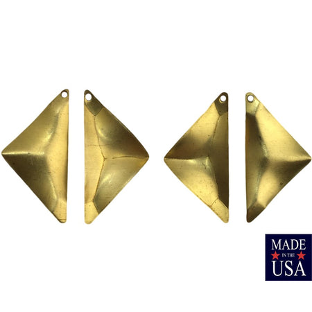 1 Hole Raw Brass Left + Right Crinkle Triangle Pendant Findings 25x12 (8) mtl447C