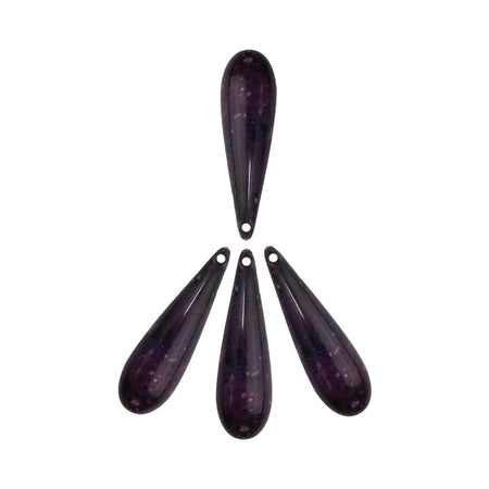 Large Vintage Acrylic Teardrop Beads Purple with Black Speckles 40x10mm (4) bds726A