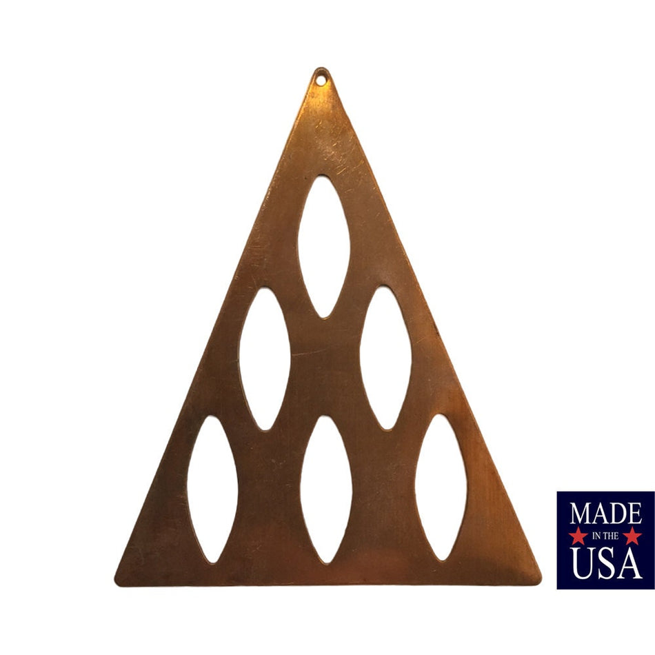 Large Vintage Open Work Copper Tone Triangle Pendant 75x57mm (2) mtl014