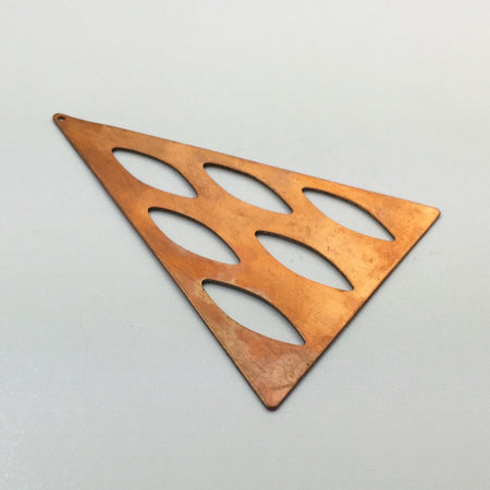 Large Vintage Open Work Copper Tone Triangle Pendant 75x57mm (2) mtl014