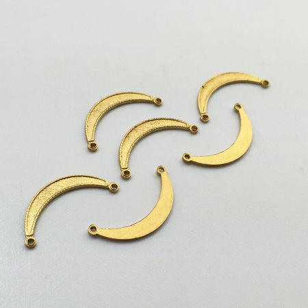 2 Loop Raw Brass Small Crescent Pendant Connectors 20x9mm (6) mtl028
