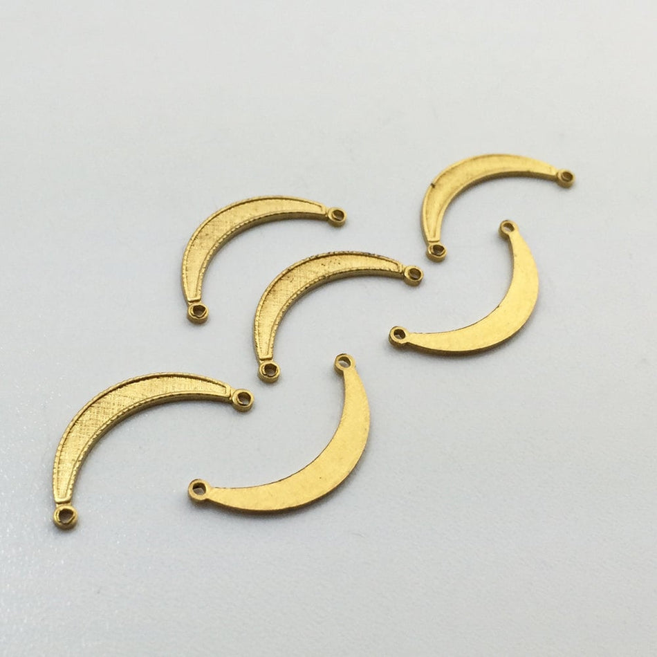 2 Loop Raw Brass Small Crescent Pendant Connectors 20x9mm (6) mtl028