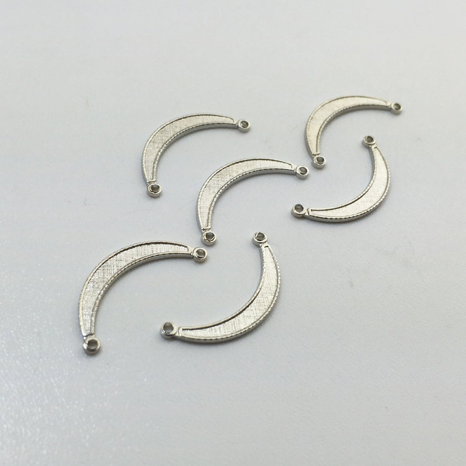 2 Loop Silver Plated Small Crescent Pendant Connectors (6) 20x9mm mtl028C