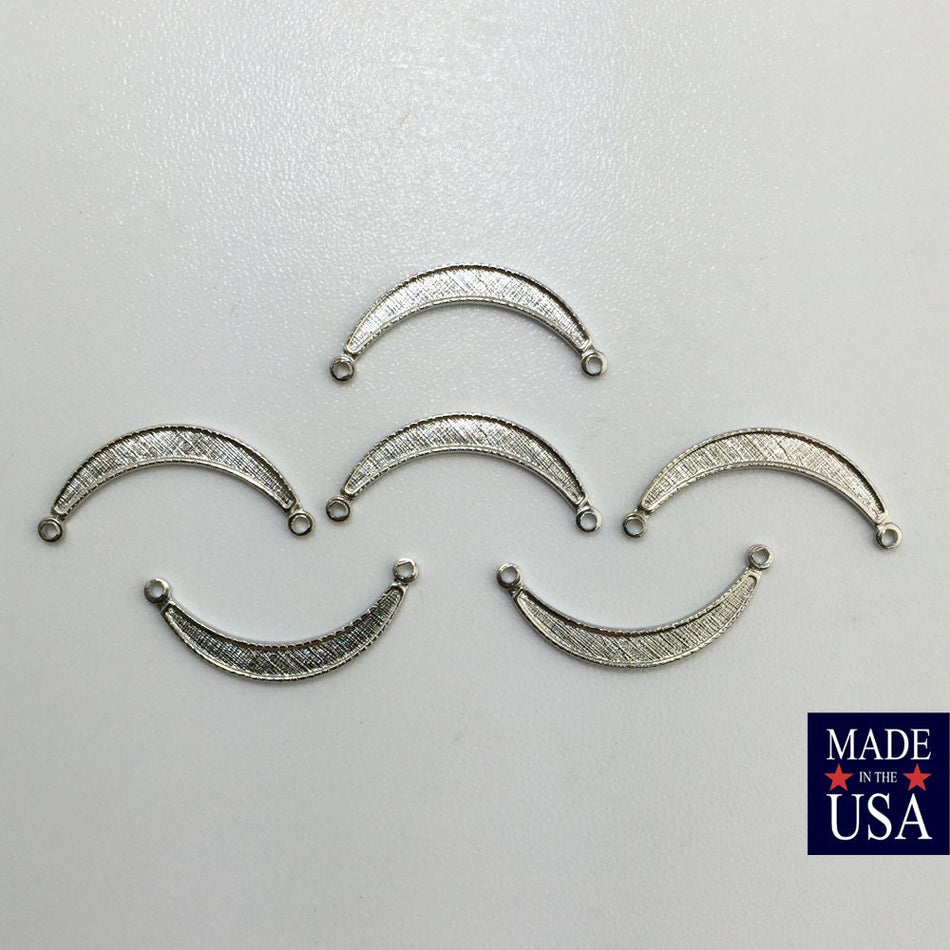 2 Loop Silver Plated Small Crescent Pendant Connectors (6) 20x9mm mtl028C