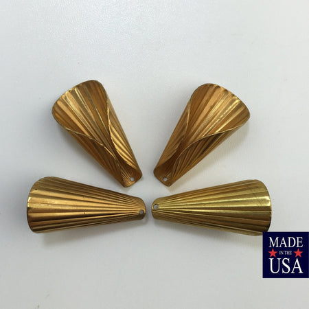 Raw Brass Ribbed Cone Pendant or Bead Cap Large 32x16mm (4) mtl027E