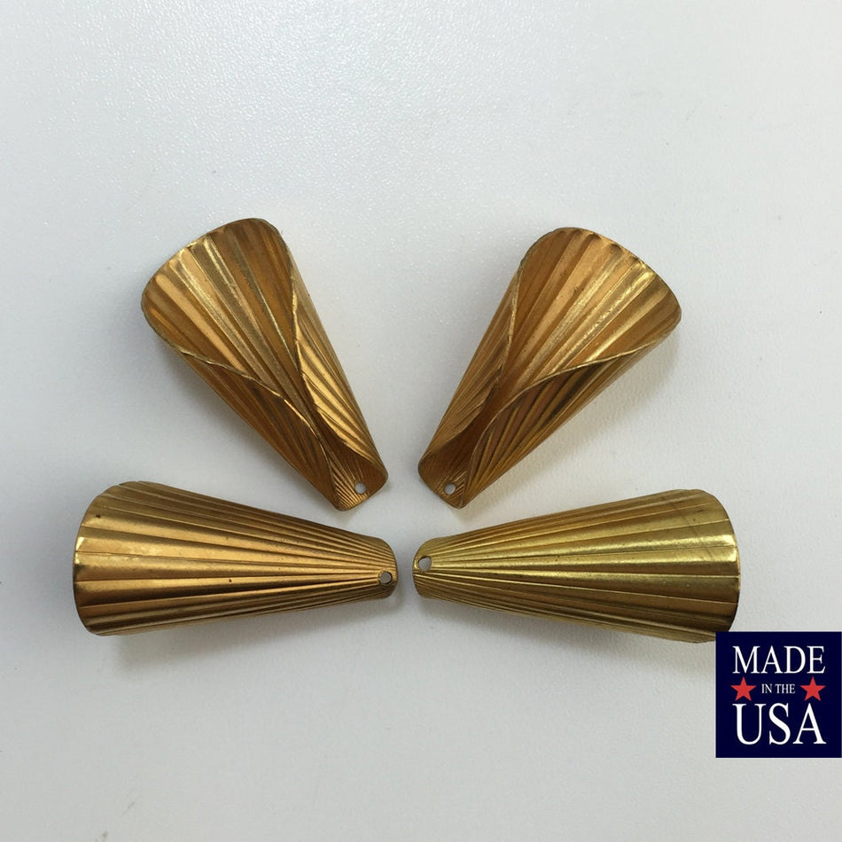 Raw Brass Ribbed Cone Pendant or Bead Cap Large 32x16mm (4) mtl027E