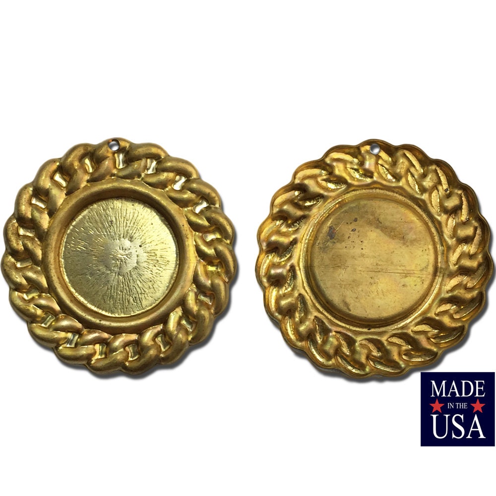 Raw Brass Chain Link Look Border 18mm Setting Pendant mtl034A