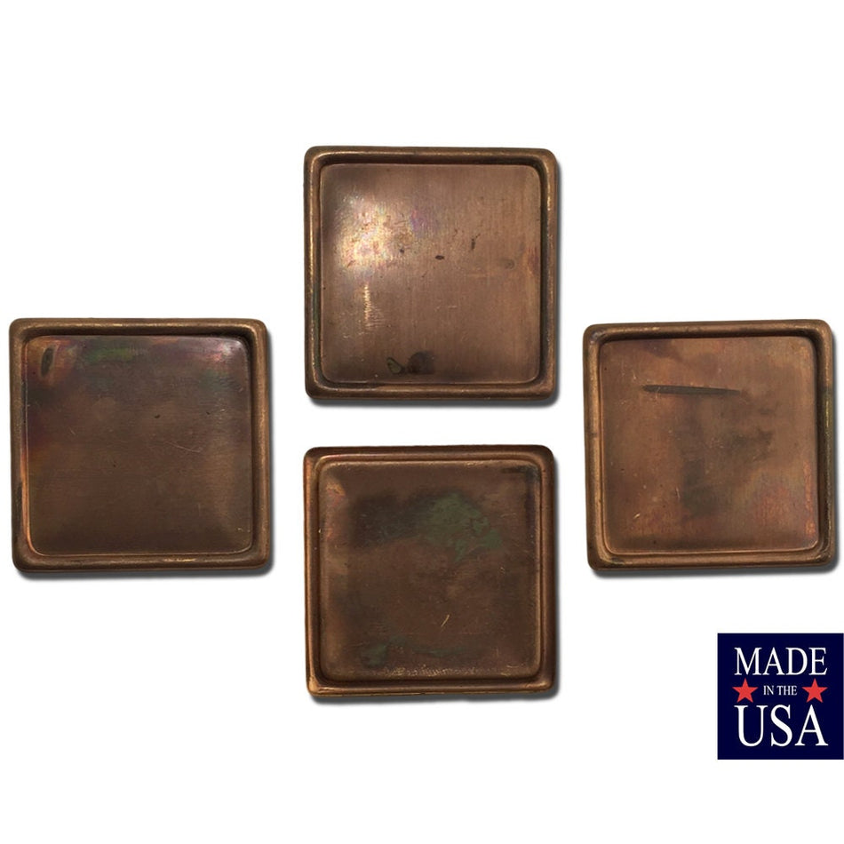 Vintage Brass Copper Square Settings 37mm (6) mtl038