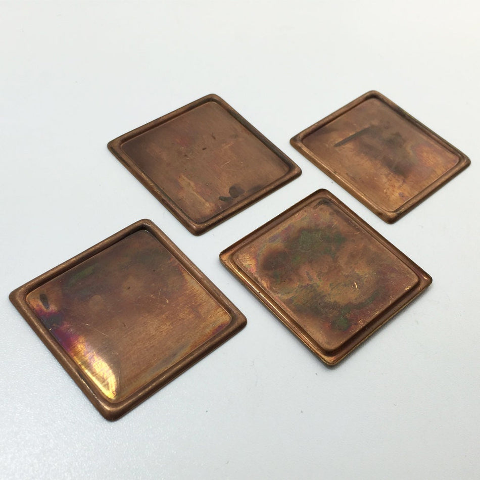 Vintage Brass Copper Square Settings 37mm (6) mtl038