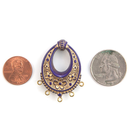 Vintage Purple with Gold Floral Chandelier Pendants Earrings 40x30mm (2) pnd065C