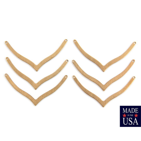 2 Hole Raw Brass V Connector Pendants Type A (6) mtl045