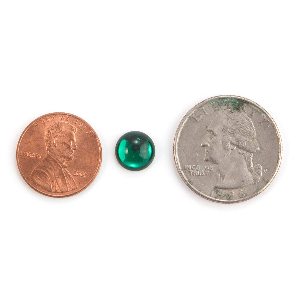 9mm Translucent Emerald Foiled Glass Round Cabochons (10) cab2004B
