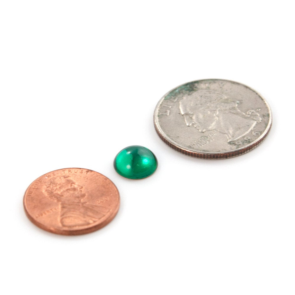 9mm Translucent Emerald Foiled Glass Round Cabochons (10) cab2004B