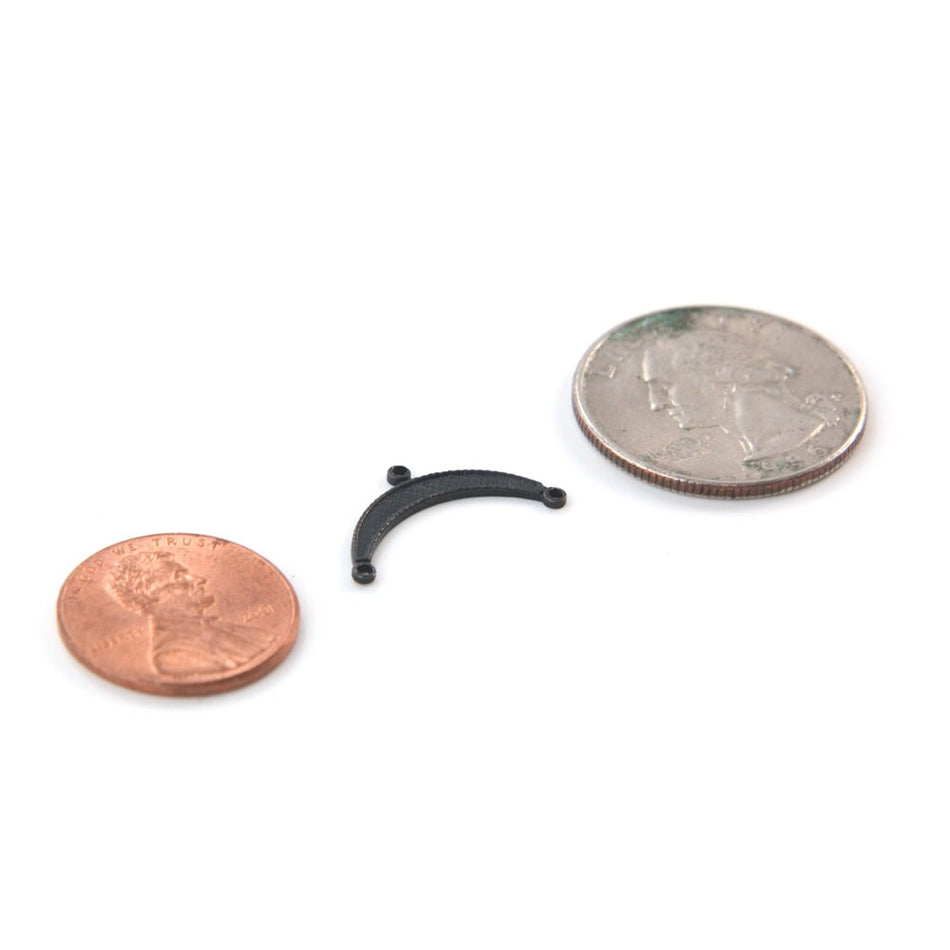 3 Loop Matte Black Plated Small Crescent Pendant Connectors 20x10mm (6) mtl028E