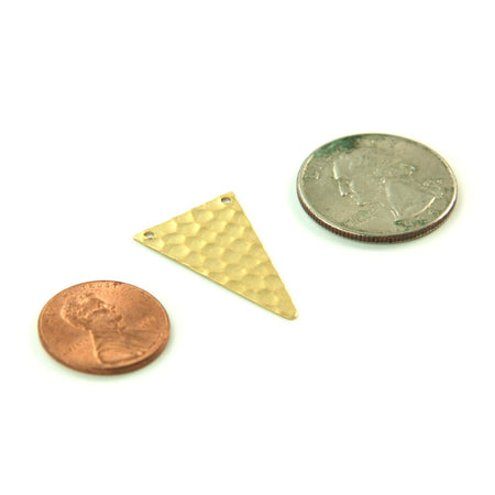 2 Hole Raw Brass Geometric Narrow Hammered Triangle Pendant Charm 30x19mm (6) mtl512F
