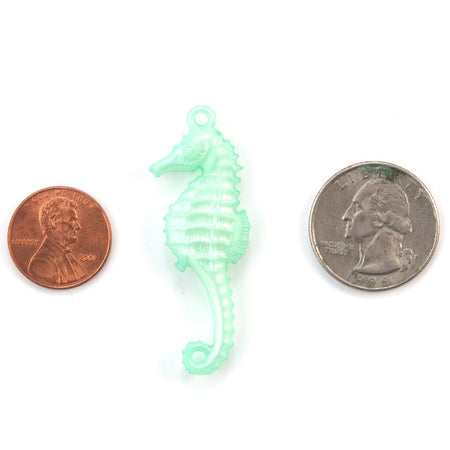 Vintage Acrylic West German Aqua Seahorse Pendants Charms pnd063B