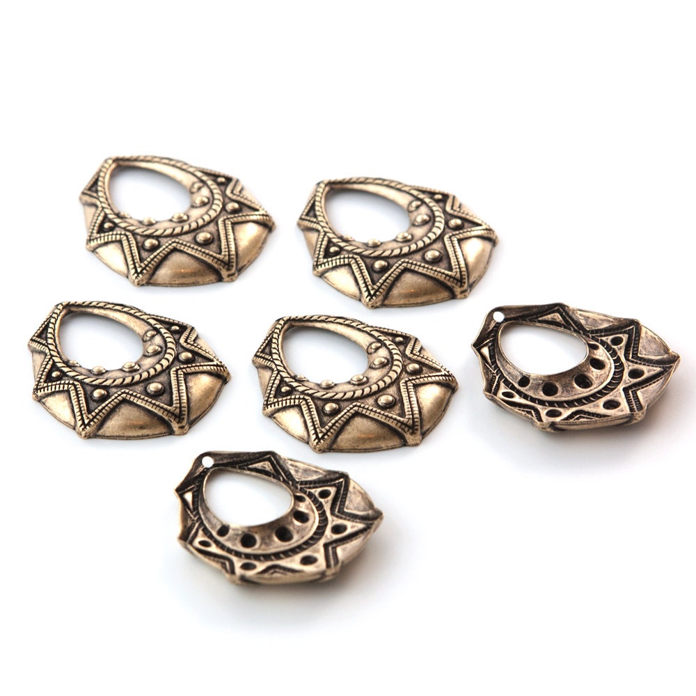1 Hole Brass Ox Tribal Teardrop Charm Pendant Drop (6) mtl395D