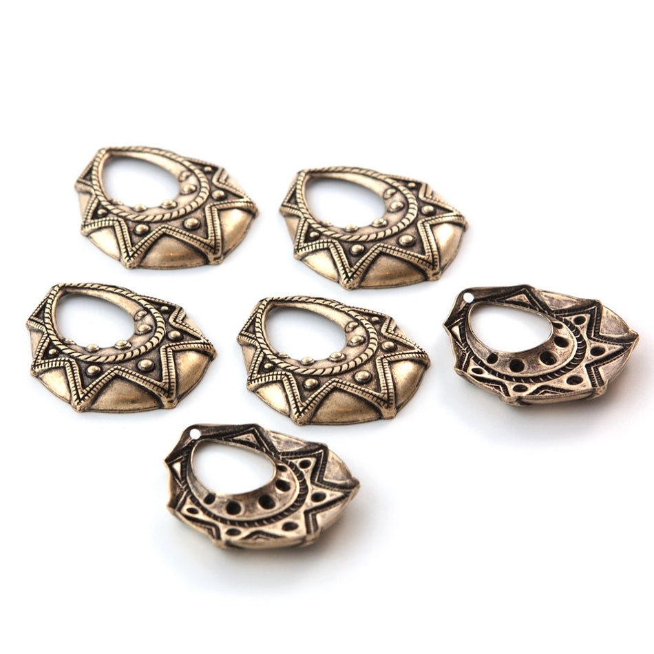 1 Hole Brass Ox Tribal Teardrop Charm Pendant Drop (6) mtl395D