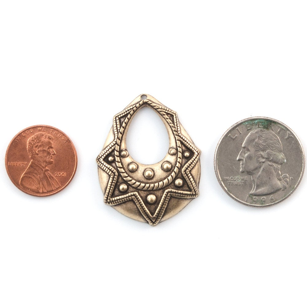 1 Hole Brass Ox Tribal Teardrop Charm Pendant Drop (6) mtl395D