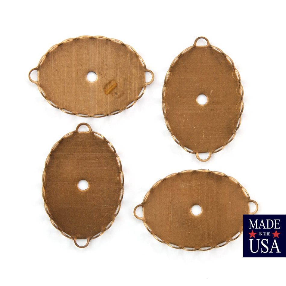 Raw Brass 2 Loop Down Lace Edge Setting 25x18mm (6) stn031A