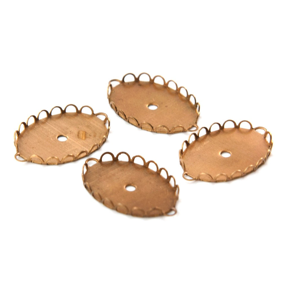 Raw Brass 2 Loop Down Lace Edge Setting 25x18mm (6) stn031A