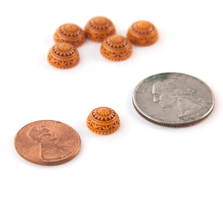Etched Mosaic Orange and Brown Cabochons 10mm cab712M