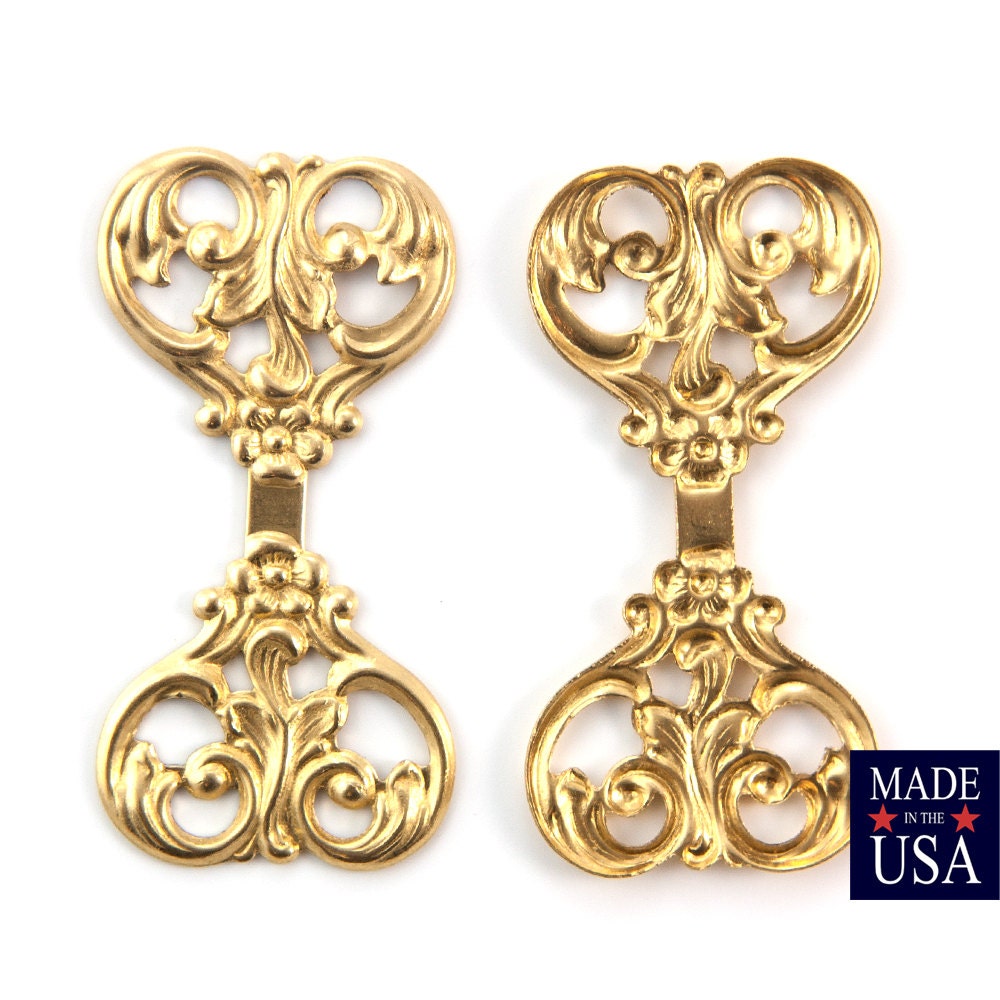 Raw Brass Floral Swirled Leaves Connector Wrap Bar mtl339B