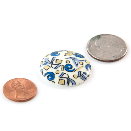 Vintage Blue Mod Design Cabochon 30mm (4) cab008