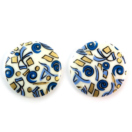 Vintage Blue Mod Design Cabochon 30mm (4) cab008
