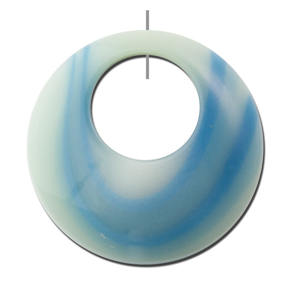 Vintage Blue Green Gold Swirled Lucite Hoops Pendants (2) hps089D