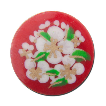 Vintage Red with White Flowers Cabochons Japan 13mm cab380
