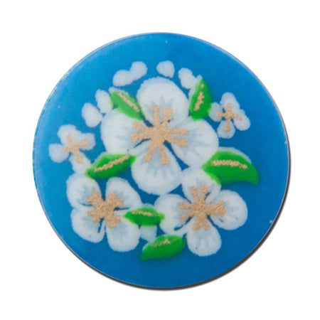 Vintage Blue with White Flowers Cabochons Japan 13mm cab380A