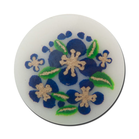 Vintage White with Blue Flowers Cabochons Japan 13mm cab380E