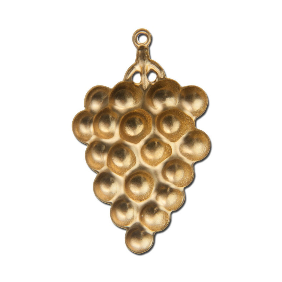 Raw Brass Bunch of Grapes Findings Charms (4) chr111A