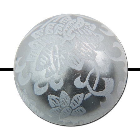 White on Gray Floral Lace Beads 18mm (2) bds149B