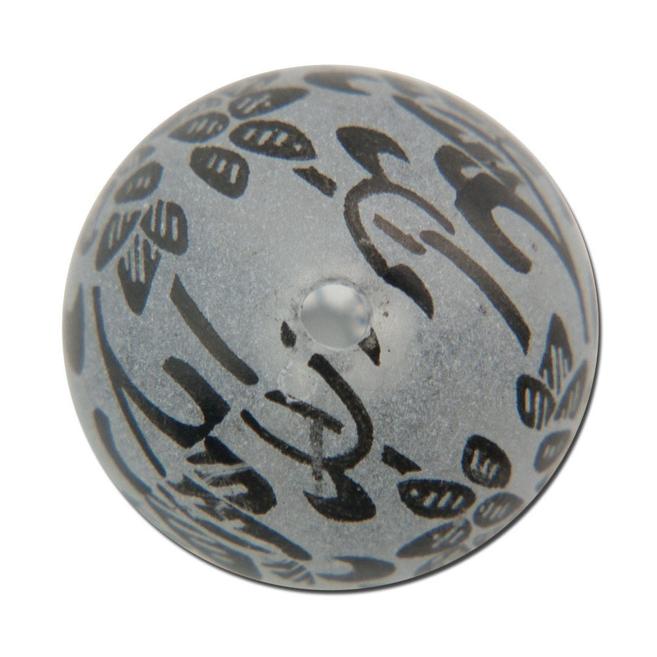 Frosted Beads with Jet Black Floral Scroll Design 18mm bds149