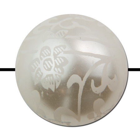 White on Cream Floral Lace Beads 18mm (2) bds149A