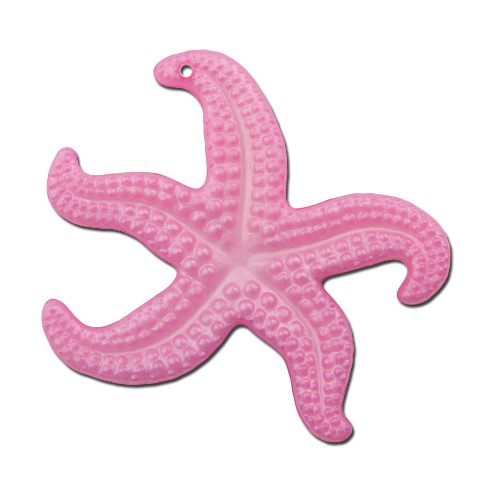 Vintage Large Pink Starfish Beads Pendant West German Plastic 45mm (2) bds858
