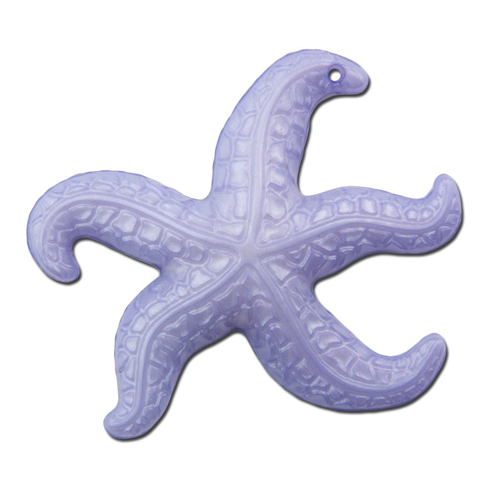 Vintage Large Purple Starfish Beads Pendant West German Plastic 45mm (2) bds858D