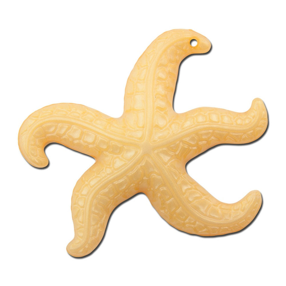 Vintage Large Golden Yellow Starfish Beads Pendant West German Plastic 45mm (2) bds858E