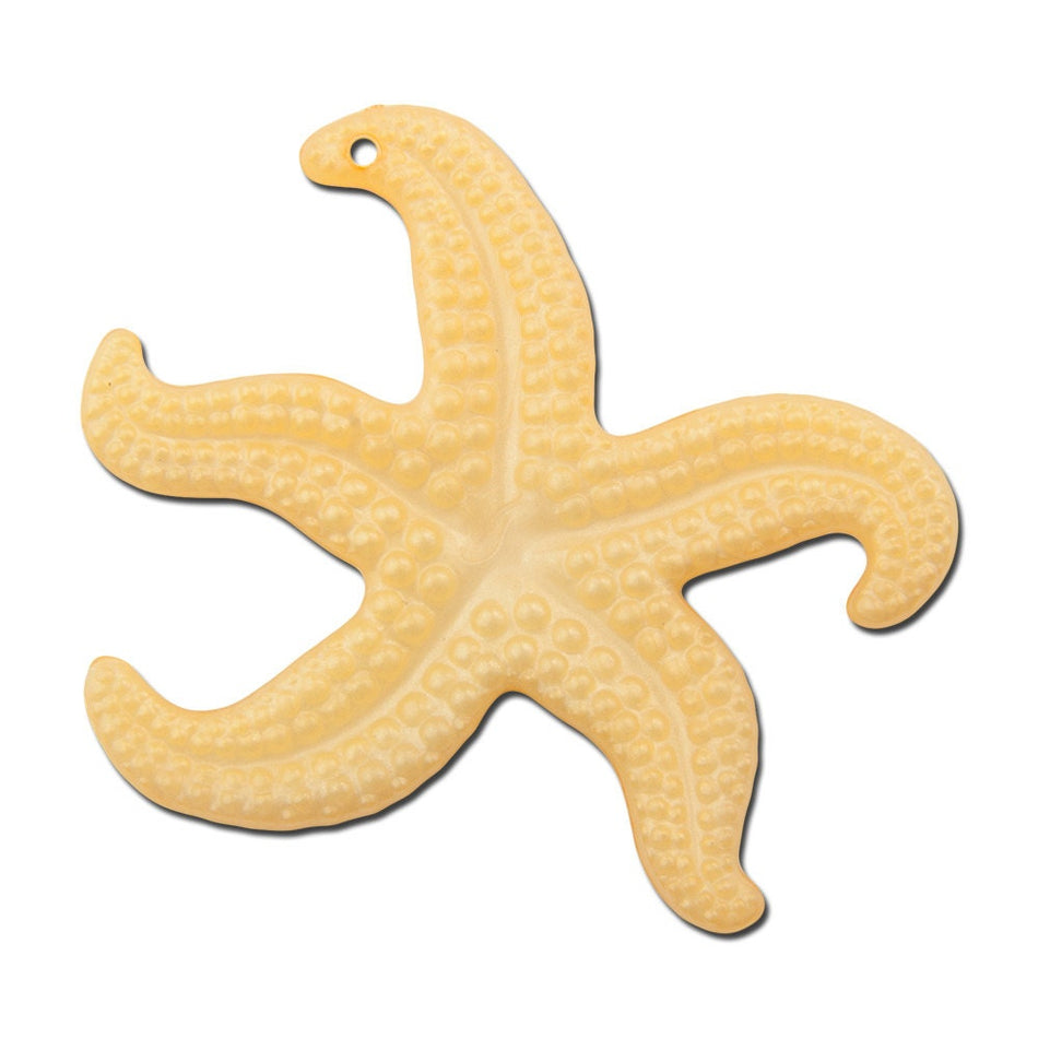 Vintage Large Golden Yellow Starfish Beads Pendant West German Plastic 45mm (2) bds858E