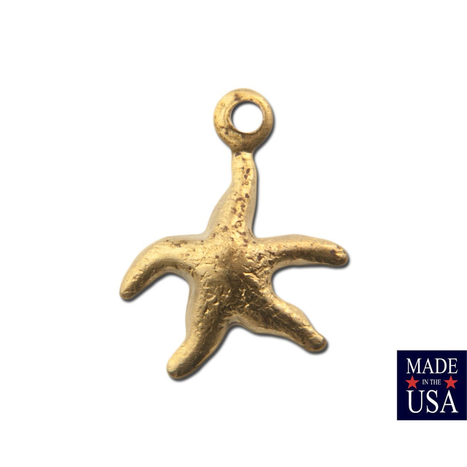 Top Loop Raw Brass Starfish Charm (8) chr019B