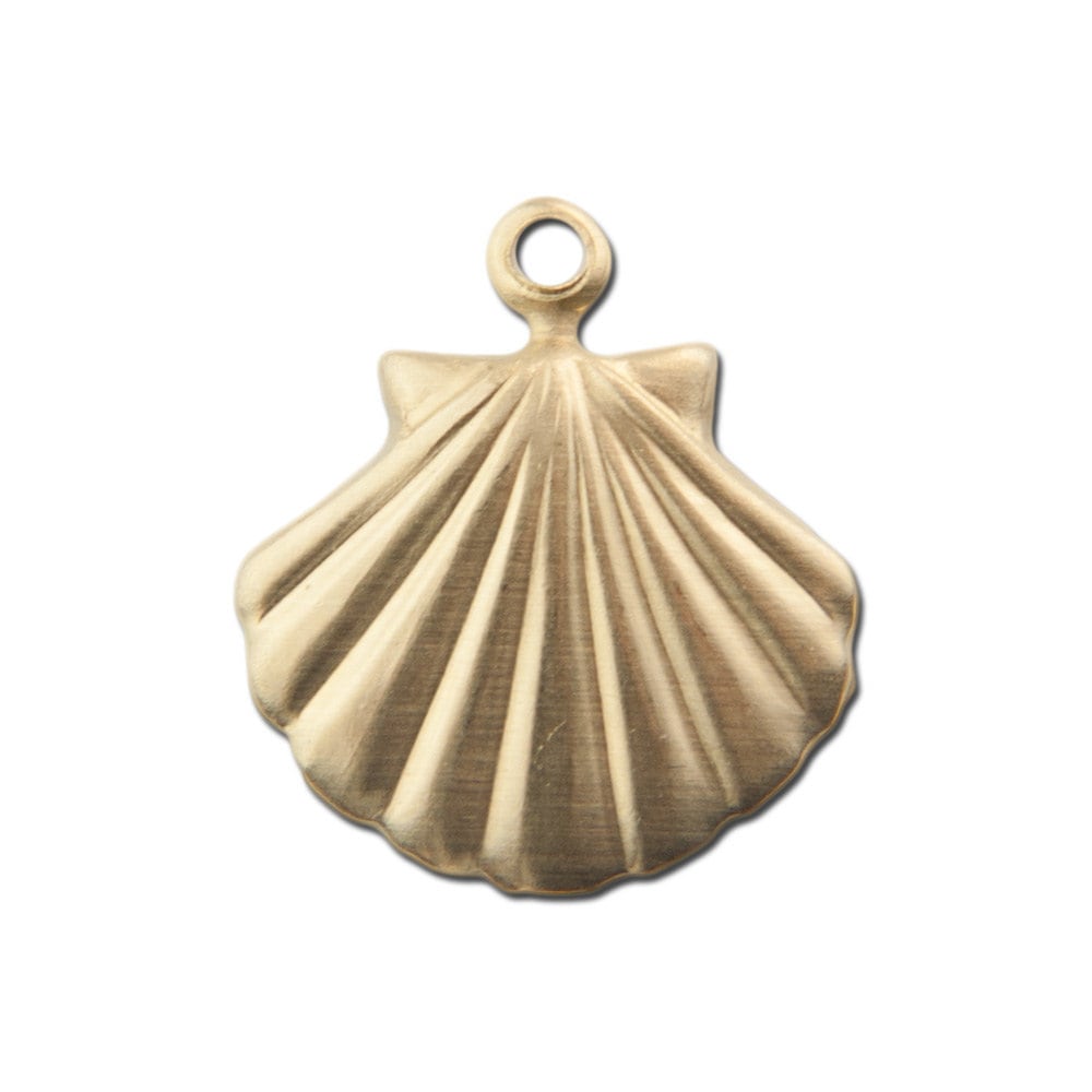Top Loop Raw Brass Scallop Shell Charm (8) chr019C