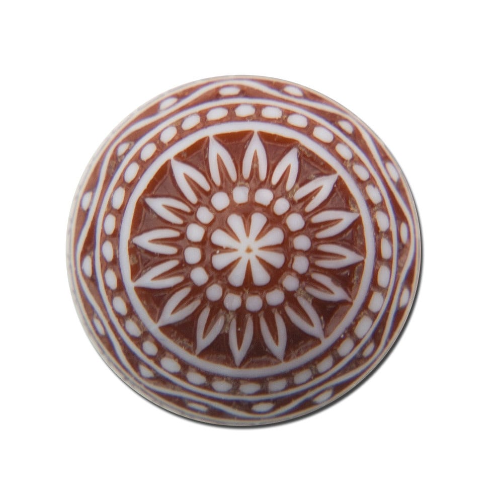 Vintage Etched Mosaic Brown and White Cabochons 12mm cab827C