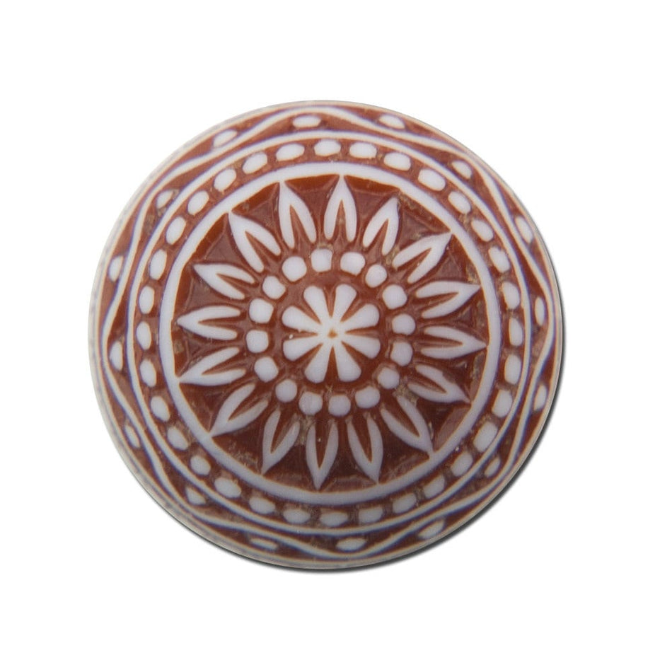 Vintage Etched Mosaic Brown and White Cabochons 12mm cab827C