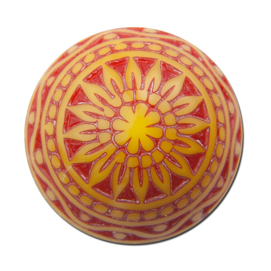 Vintage Etched Mosaic Red Orange and Yellow Cabochons 14mm cab713E
